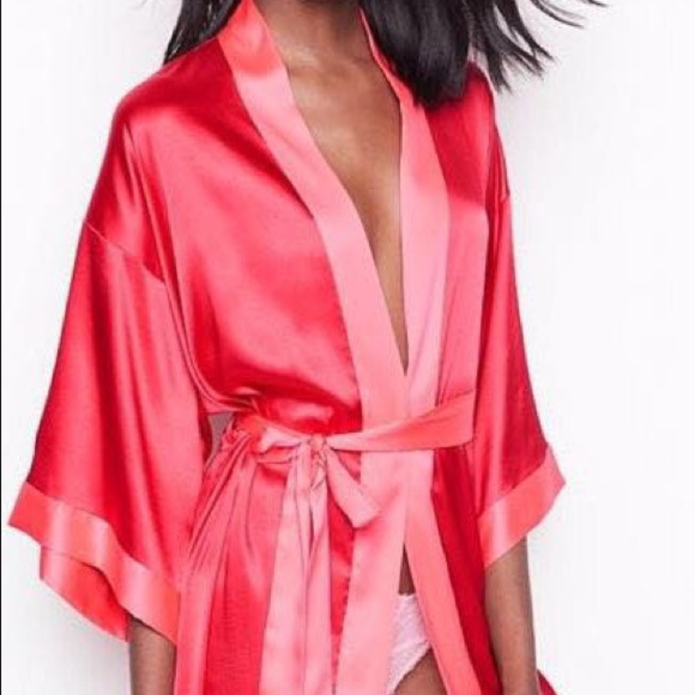 NWT Victoria’s Secret Red and Pink Silk Robe